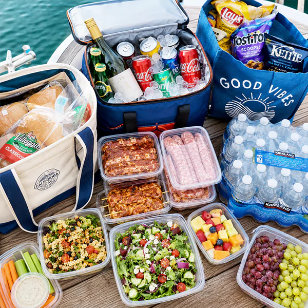 bbq boat preparation for food and drinks